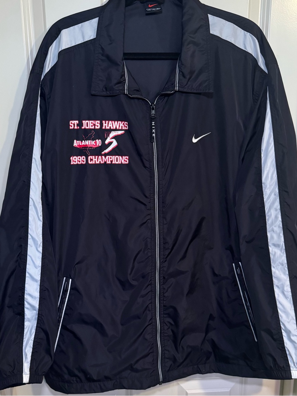 Nike Black Jacket with Red and White St. Joe's Hawks 1999 Champions Embroidery